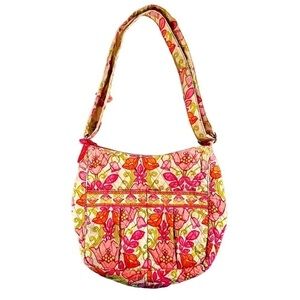 Vera Bradley Lily Bell Floral Shoulder Bag Crossbody Purse Quilted Pink Green